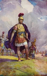 Julius Caesar arriving in Britain, looking out across the face of Kent